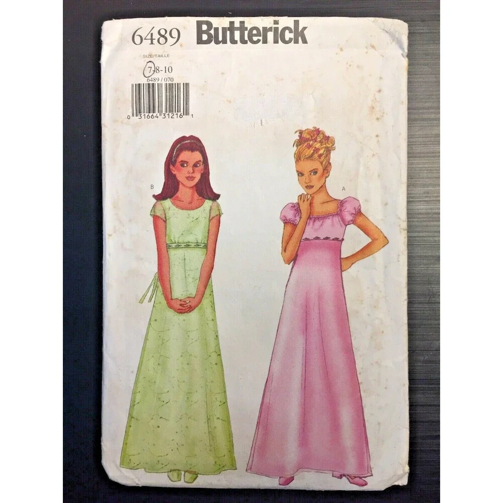 Vintage 1999 Butterick Sewing Pattern Girls Evening Length Dress Size 7 #6489
